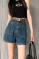Retro Black Polka Dot Floral Denim Skirt - Women's Summer High Waist Slimming A-line Sheath Short Skirt - BLUE