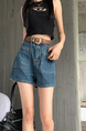 Retro Black Polka Dot Floral Denim Skirt - Women's Summer High Waist Slimming A-line Sheath Short Skirt - BLUE