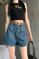 Retro Black Polka Dot Floral Denim Skirt - Women's Summer High Waist Slimming A-line Sheath Short Skirt - BLUE