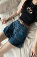 Retro Black Polka Dot Floral Denim Skirt - Women's Summer High Waist Slimming A-line Sheath Short Skirt - BLUE