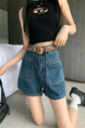 Retro Black Polka Dot Floral Denim Skirt - Women's Summer High Waist Slimming A-line Sheath Short Skirt - BLUE