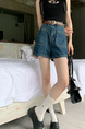 Retro Black Polka Dot Floral Denim Skirt - Women's Summer High Waist Slimming A-line Sheath Short Skirt - BLUE