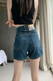 Retro Black Polka Dot Floral Denim Skirt - Women's Summer High Waist Slimming A-line Sheath Short Skirt - BLUE