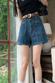 Retro Black Polka Dot Floral Denim Skirt - Women's Summer High Waist Slimming A-line Sheath Short Skirt - BLUE