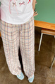 Korean Style PINK Plaid Casual Pants Loose Lazy Style Plus Size Women's Summer New Pear-Shaped Pants