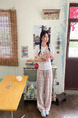 Korean Style PINK Plaid Casual Pants Loose Lazy Style Plus Size Women's Summer New Pear-Shaped Pants