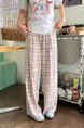 Korean Style PINK Plaid Casual Pants Loose Lazy Style Plus Size Women's Summer New Pear-Shaped Pants