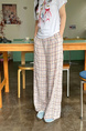 Korean Style PINK Plaid Casual Pants Loose Lazy Style Plus Size Women's Summer New Pear-Shaped Pants