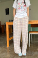Korean Style PINK Plaid Casual Pants Loose Lazy Style Plus Size Women's Summer New Pear-Shaped Pants
