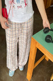 Korean Style PINK Plaid Casual Pants Loose Lazy Style Plus Size Women's Summer New Pear-Shaped Pants