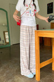 Korean Style PINK Plaid Casual Pants Loose Lazy Style Plus Size Women's Summer New Pear-Shaped Pants