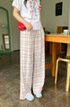 Korean Style PINK Plaid Casual Pants Loose Lazy Style Plus Size Women's Summer New Pear-Shaped Pants