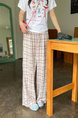 Korean Style PINK Plaid Casual Pants Loose Lazy Style Plus Size Women's Summer New Pear-Shaped Pants