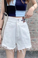 2025 Korean Style Casual High Waist Ripped WHITE Denim Shorts Women's Summer Double Buckle High Street Loose A-Line Jeans Fashion