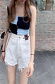 2025 Korean Style Casual High Waist Ripped WHITE Denim Shorts Women's Summer Double Buckle High Street Loose A-Line Jeans Fashion