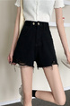 Black Ripped Denim Shorts Women's Summer 2024 New High Waist Slimming Internet Celebrity A-Line Wide-Leg Hot Pants Trendy