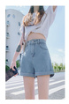 2025 New Baggy Denim Shorts Female Korean Style Curl Slimming A-Line Wide Leg Student Hot Pants Trendy Ins - Light Blue
