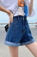 2025 New Baggy Denim Shorts Female Korean Style Curl Slimming A-Line Wide Leg Student Hot Pants Trendy Ins - Medium Blue