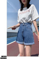2025 New Baggy Denim Shorts Female Korean Style Curl Slimming A-Line Wide Leg Student Hot Pants Trendy Ins - Medium Blue