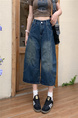 Real Shot of American Retro New Style Trendy Jeans Cropped Trousers Summer Splicing Silhouette Street Loose Versatile - Dark Blue