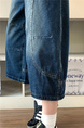 Real Shot of American Retro New Style Trendy Jeans Cropped Trousers Summer Splicing Silhouette Street Loose Versatile - Dark Blue