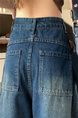 Real Shot of American Retro New Style Trendy Jeans Cropped Trousers Summer Splicing Silhouette Street Loose Versatile - Dark Blue