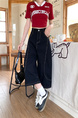 Real Shot of American Retro New Style Trendy Jeans Cropped Trousers Summer Splicing Silhouette Street Loose Versatile - Black