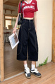 Real Shot of American Retro New Style Trendy Jeans Cropped Trousers Summer Splicing Silhouette Street Loose Versatile - Black