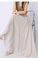 Real Shot Pleated Cotton and Linen Yamamoto Skirt for Women 2025 Summer High Waist Slimming Mid-Length A-Line Large Hem Umbrella Skirt - Beige