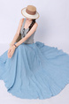 Real Shot Pleated Cotton and Linen Yamamoto Skirt for Women 2025 Summer High Waist Slimming Mid-Length A-Line Large Hem Umbrella Skirt - Light Blue