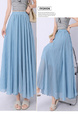 Real Shot Pleated Cotton and Linen Yamamoto Skirt for Women 2025 Summer High Waist Slimming Mid-Length A-Line Large Hem Umbrella Skirt - Light Blue