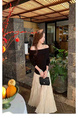 In Stock American Retro White Pleated Skirt Women's Spring and Summer High Waist Slimming A-Line Pleated Skirt Versatile Midi Skirt