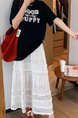 White Lace Stitching Skirt in White for Women - Summer 2025 New High Waist Slimming A-Line Dress