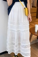 White Lace Stitching Skirt in White for Women - Summer 2025 New High Waist Slimming A-Line Dress