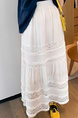 White Lace Stitching Skirt in White for Women - Summer 2025 New High Waist Slimming A-Line Dress