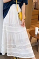 White Lace Stitching Skirt in White for Women - Summer 2025 New High Waist Slimming A-Line Dress