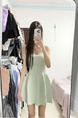 Semi-Sweet Waltz Ice Linen Sling Dress Women's Summer New Inner Wear Sleeveless Skirt Outer Wear - Light Mint Green