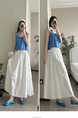 Real Shot of Korean Style Fresh Simple White Wooden Ear Skirt - Women's Summer New Casual All-Matching A-Line Long Skirt