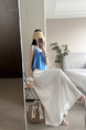 Real Shot of Korean Style Fresh Simple White Wooden Ear Skirt - Women's Summer New Casual All-Matching A-Line Long Skirt