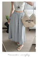 Real Shot of Korean Style Fresh Simple Light Blue Wooden Ear Skirt - Women's Summer New Casual All-Matching A-Line Long Skirt