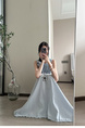 Real Shot of Korean Style Fresh Simple Light Blue Wooden Ear Skirt - Women's Summer New Casual All-Matching A-Line Long Skirt