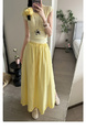 Real Shot of Korean Style Fresh Simple Yellow Wooden Ear Skirt - Women's Summer New Casual All-Matching A-Line Long Skirt