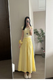 Real Shot of Korean Style Fresh Simple Yellow Wooden Ear Skirt - Women's Summer New Casual All-Matching A-Line Long Skirt