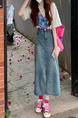 Split Denim Skirt Women's Small Light Blue Spring/Summer New Retro Style High Waist A-Line Slimming Mid-Length Skirt