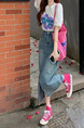 Split Denim Skirt Women's Small Light Blue Spring/Summer New Retro Style High Waist A-Line Slimming Mid-Length Skirt
