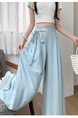 Loose Lazy Cotton and Linen Wide-Leg Pants for Women in Summer Sun Protection Light Blue Linen Drape Ramie Mopping Trousers