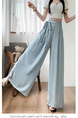 Loose Lazy Cotton and Linen Wide-Leg Pants for Women in Summer Sun Protection Light Blue Linen Drape Ramie Mopping Trousers
