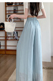 Loose Lazy Cotton and Linen Wide-Leg Pants for Women in Summer Sun Protection Light Blue Linen Drape Ramie Mopping Trousers