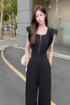 Royal Sister's High-Grade Temperament Square Collar Vest Jumpsuit with Flying Sleeves in Black - Female Summer Wide-Leg High Waist Slim Fit