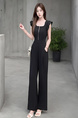 Royal Sister's High-Grade Temperament Square Collar Vest Jumpsuit with Flying Sleeves in Black - Female Summer Wide-Leg High Waist Slim Fit